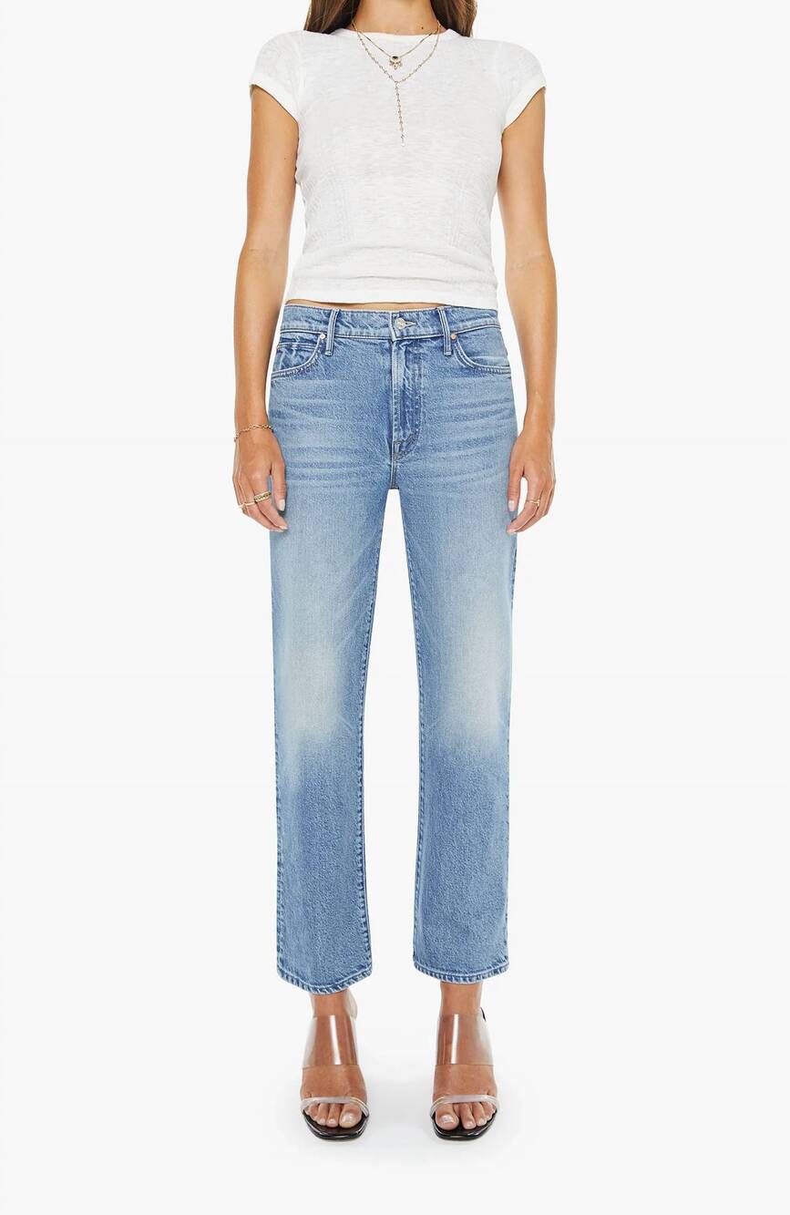 NEW MOTHER kick it ankle jeans in light blue